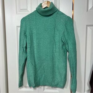 Sundance Women’s Sweater M Ribbed Turtleneck Cotton Silk Blend Turquoise Spring